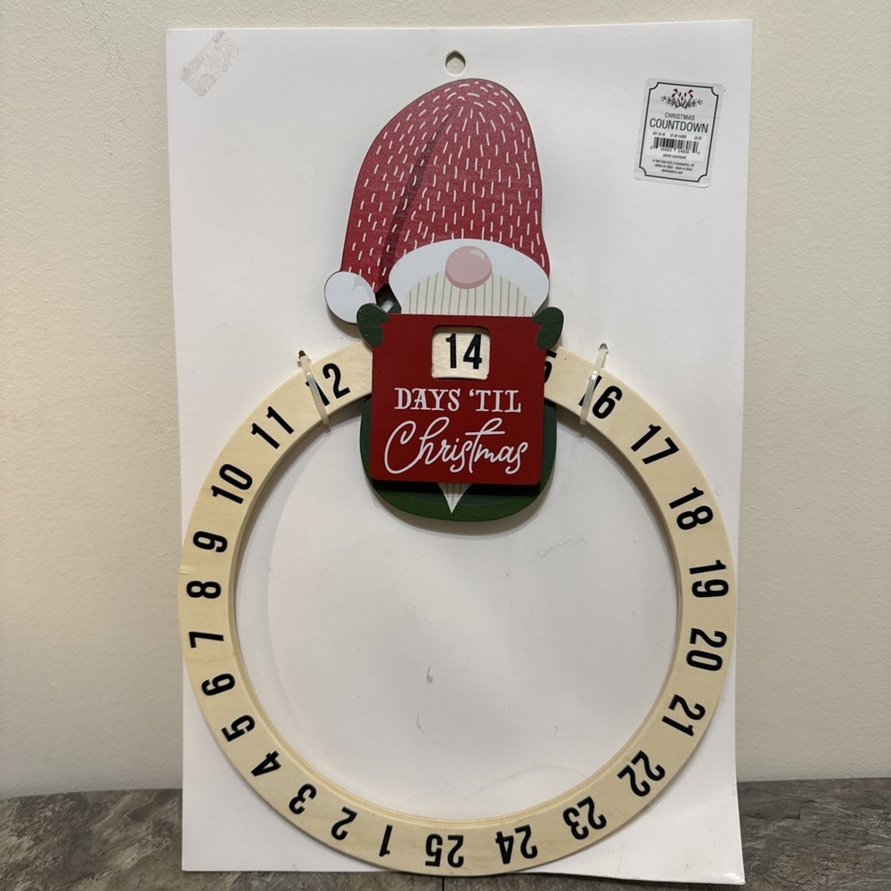 Santa Christmas Countdown Advent Calendar Wooden Christmas Wall Hanging NWT